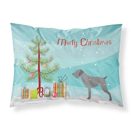 Carolines Treasures Carolines Treasures BB2929PILLOWCASE German Wirehaired Pointer Merry Christmas Tree Fabric Standard Pillowcase BB2929PILLOWCASE